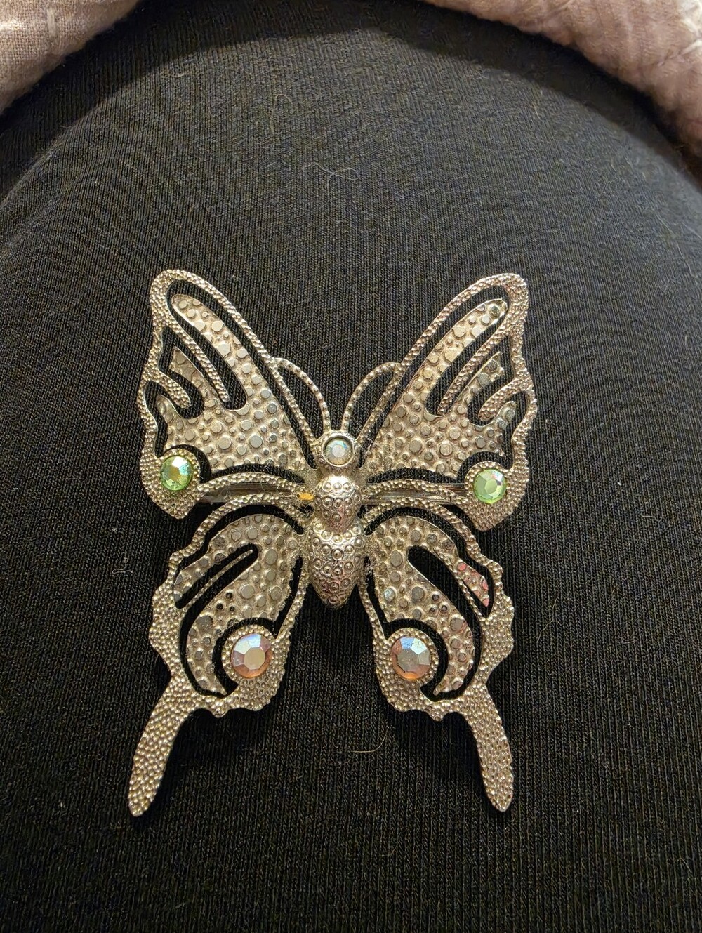 Silver Butterfly Crystal Brooch - Women's Accessory